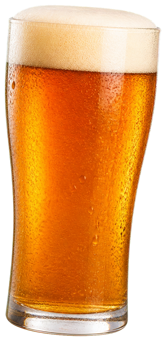 Amber beer glass with foam